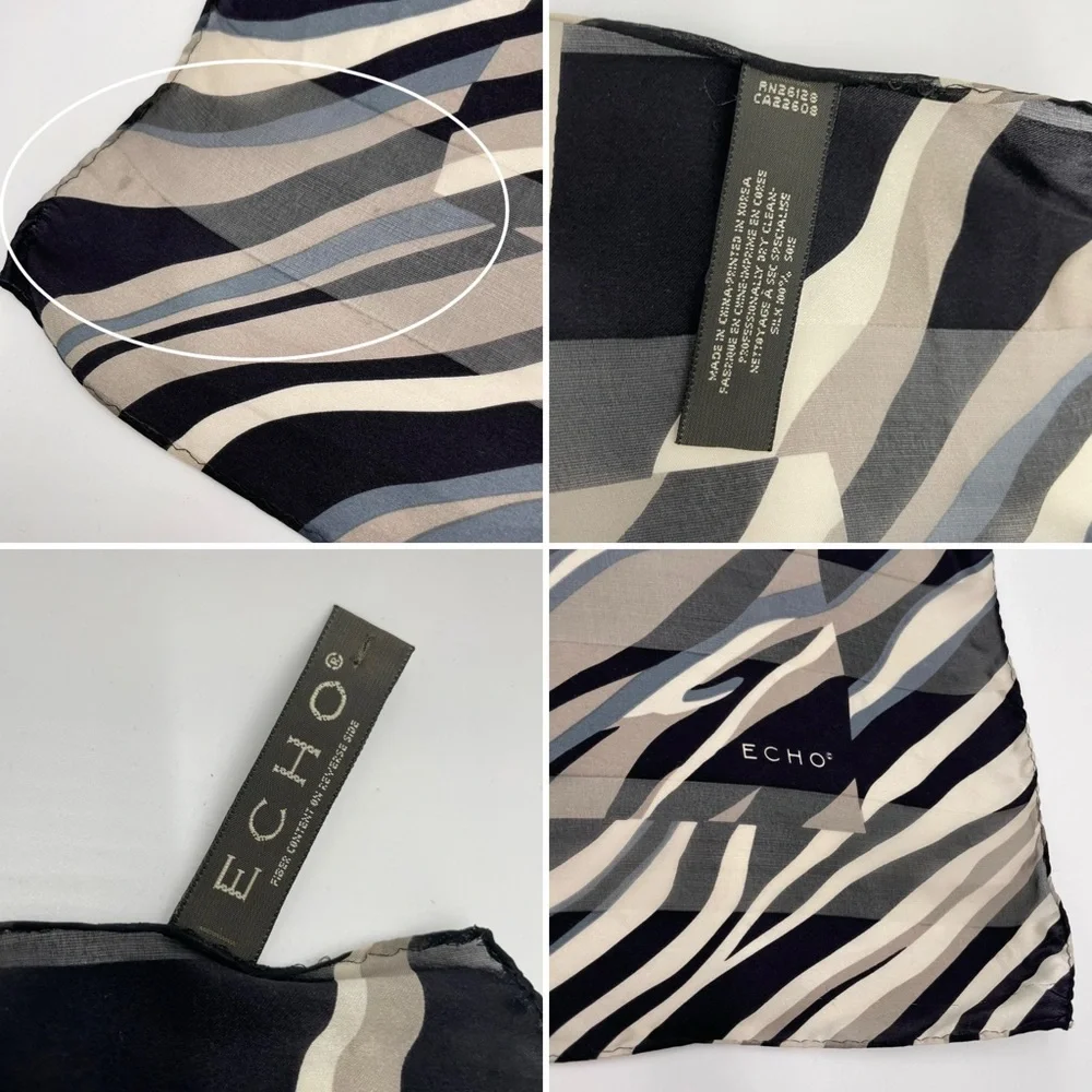 Vintage Animal Print Scarves Set of Three Leopard Zebra Tiger‎ Snake Blue Black